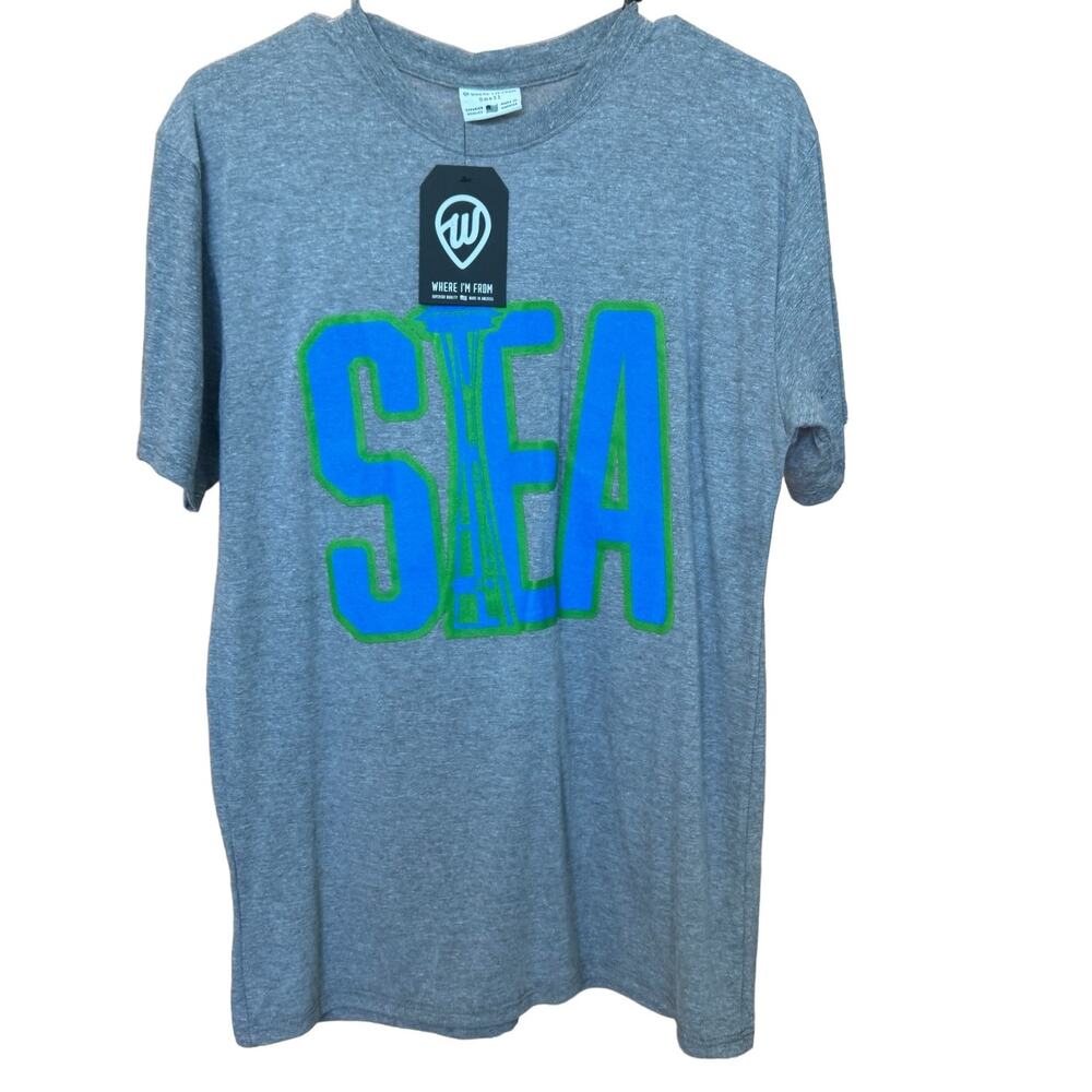 New ~ WHERE I'M FROM ~ Seattle Needle Grey T-Shirt Size S SEATTLE